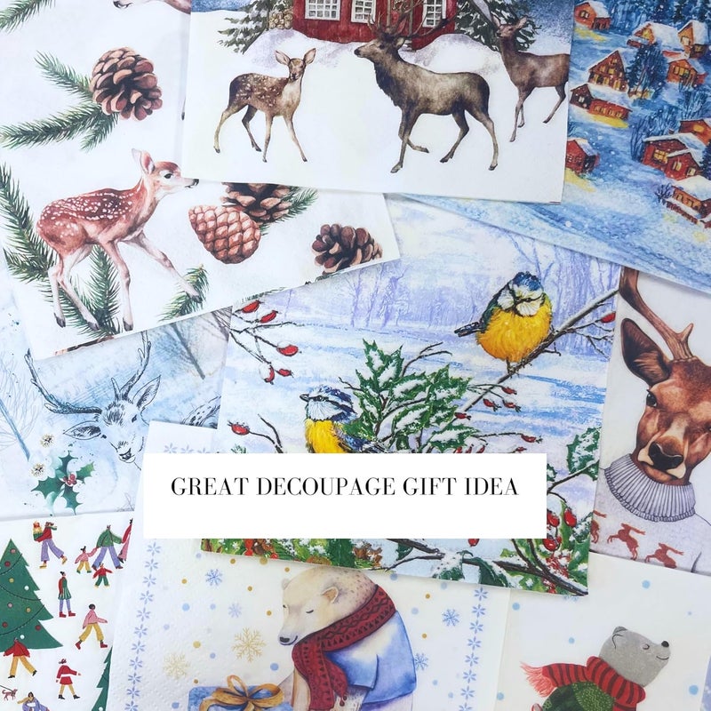 Keep Unique Mystery Pack Decoupage Paper Napkins, 20-ct Assorted Surprise Napkins, Decorative Napkins for Art Craft Junk Journal, Scrapbooking, 20 Different Winter Designs - Image 4